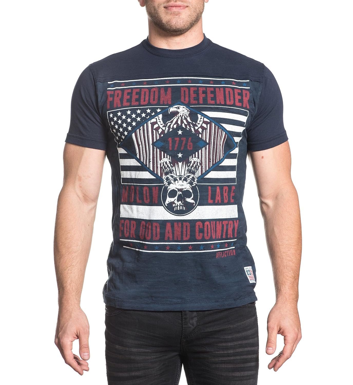 affliction 男式自由 defender 短袖图案 t 恤